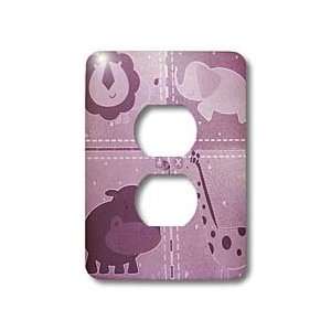 Florene Childrens Art   Baby Animals In Pink   Light Switch Covers   2 
