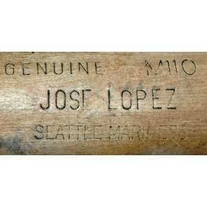  Jose Lopez Game Used Autographed Rookie Mariners Bat 