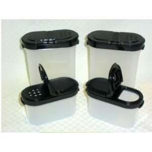  Tupperware 4pc BLACK Seals 2 Large + 2 Small SPICE Herb 