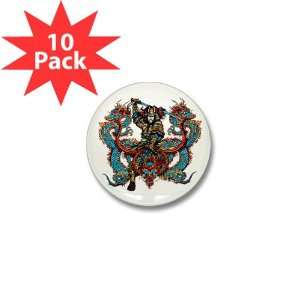  Mini Button (10 Pack) Japanese Samurai with Dragons 