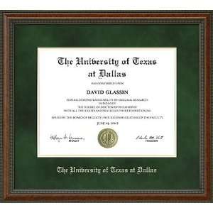  UTD Diploma Frame with Green Suede Mat