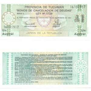 Argentina Provincia de Tucuman ND 1 Austral, Pick S2711b; Lot of 100 