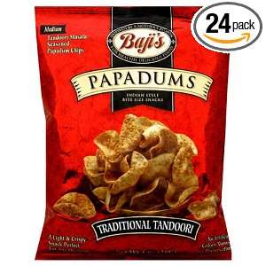Bajis Traditional Tandoori Papadum Chips, 24 Count, 1 Ounce Bags 