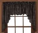 Ashfield Black, Red & Cream Check Window Curtain Panels, Swags 