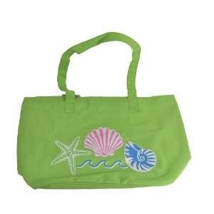  Canvas Tote Bag w/ Sea Shell Design   Green Office 