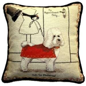  Chic Bichon Frise City Dog Needlepoint Throw Pillow   16 