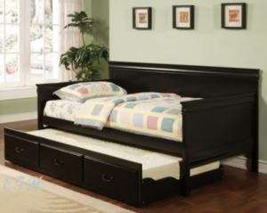 NEW BLACK FINISH WOOD TWIN DAY BED W/ TRUNDLE  