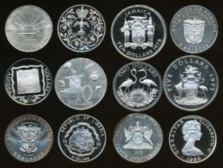 12 STERLING SILVER LARGE WORLD COINS (11+ TrOz ASW)   