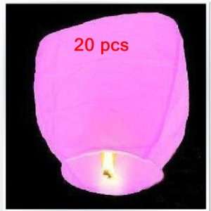  20 Pack Fire Sky Lantern Flying Paper Wish Balloon Pink 