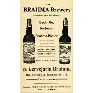  1909 Ad Brahma Brewery Bock Ale Teutonia Porter Brazil 