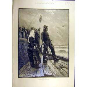    1884 Anxious Moment Price Boat Fishermen Family Art