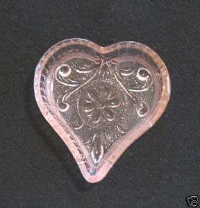 Small Pink Glass Heart Shaped Trinket Dish  
