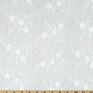  56 Wide Khloe Embroidered Lawn White Fabric By The Yard 