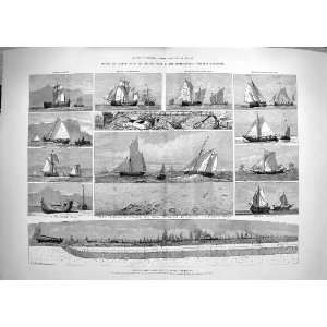  1883 DRIFT NET FISHERY TRAWLERS FISHING BOATS SOGNE