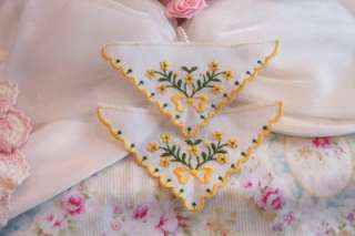 12~Embroidered Yellow Lace Triangle APPLIQUES Baby Doll  