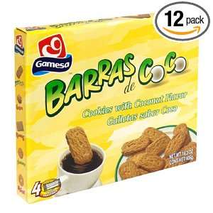 Gamesa Barras de Coco Cookies, Coconut, 14.1 Ounce Boxes (Pack of 12 