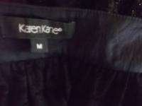 Karen Kane Tunic Top Lace Black M Satin Trim Sheer Metallic Thread 