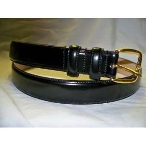  Mens Dress Belt, Italian Leather   Black, Size 44 