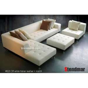  4pc Modern Euro Design White Leather Sectional Sofa S4707L 