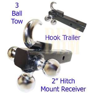  Trio Triple 3 Ball Tow Hook Trailer 2 Hitch Mount 