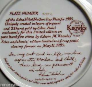 Edna Hibel Mothers Day Plate for 1985 Knowles China  