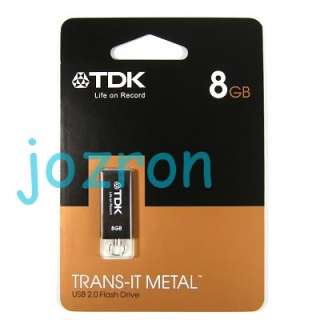 TDK Trans It Metal 8GB 8G USB Flash Drive Swivel Black  