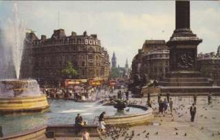 1965 Trafalgar Square View   London Vintage Postcard  