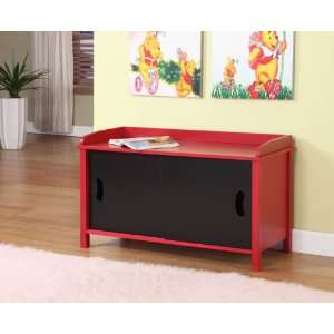  Red & Black Finish Toy Box / Chest Storage Bench Study 