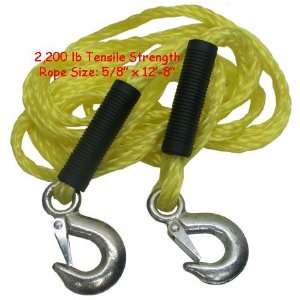  5/8x12 Emergency TOW Rope Elastic Nylon 2 Hooks 2200lb 