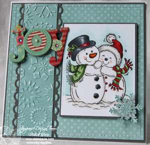 SNOWY CUDDLES Stampavie Penny Johnson Clear/Acrylic Stamp Snowman 