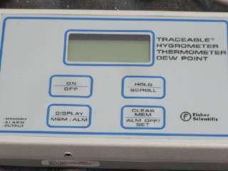 FISHER SCIENTIFIC TRACEABLE HYGROMETER THERMOMETER DEW POINT METER 