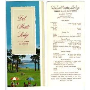  Monte Lodge Brochure & Rates Peeble Beach CA 1960s 