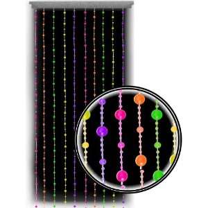 Beaded Curtains   Black Light Reactive Neon Disco Balls Door Beads 