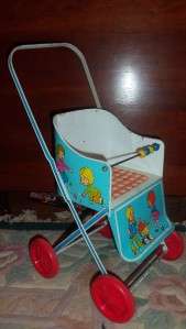   ART METAL TIN TOY PRETEND DOLL STROLLER CARRIAGE EXCL COND ++  