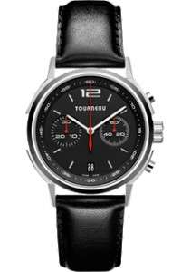 Tourneau Mens Watch Black Dial Red Markers TNY Collection MSRP $2950 