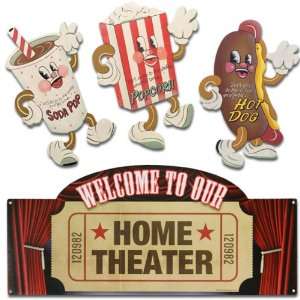    Home Theater Welcome Dancing Snack Signs Set