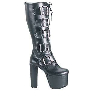  TORMENT 718 5 1/2 5 Buckle Blk Pu Knee Boot Everything 