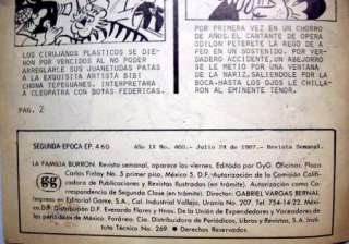 LA FAMILIA BURRON Comic Por Gabriel Vargas Julio 24, 1987 Year IX, No 