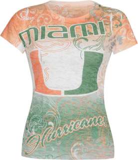 Miami Hurricanes Womens Sublimation Burnout T Shirt  