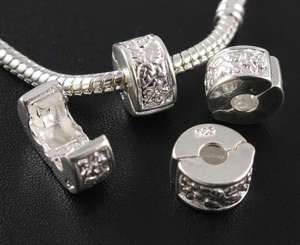   Cute Silver Stopper Beads Clips/Locks Fit Charm Bracelet ◆B01  