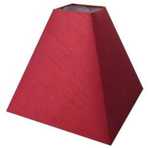 Square Lamp Shade 4 Top, 12 Bottom, 11 Slant Height, Red Faux Silk 