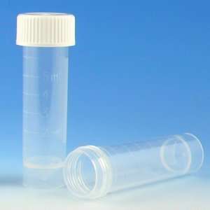 Transport Tube, 5mL, with Separate White Screw Cap, PP, Conical Bottom 