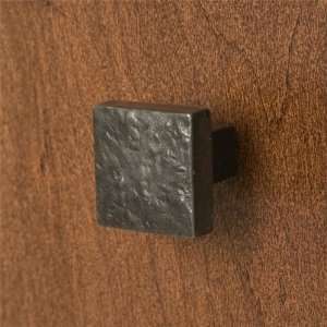  Textured Hand Forged Iron Square Knob   Beeswax