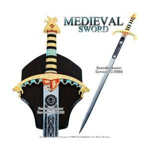  Ornate Richard Lionheart Arming Medieval Sword With Plaque 