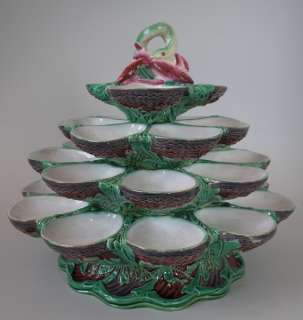 Minton Majolica 4 tier oyster stand  