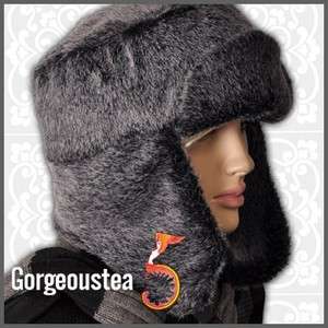 SH807 Black Soft Winter Ski Ear Flap Faux Fur Hat Cap  