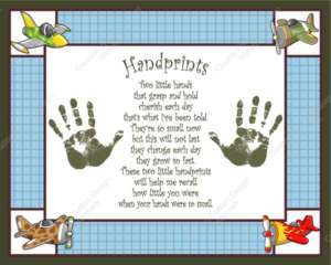Airplane Pro Flyer Babys First Handprints with Poem  