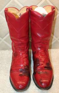Womens Red JUSTIN Lizzard & Leather Boots SZ   6.5 B  