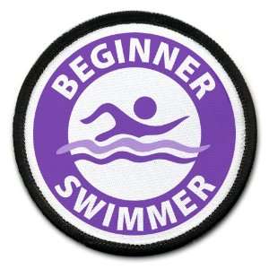   BEGINNER SWIMMER Pool Safety Alert 2.5 inch Sew on Black Rim Patch