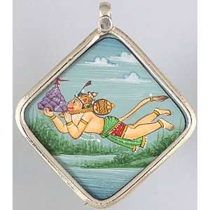  Sankat Mochan Hanuman Pendant   Sterling Silver 